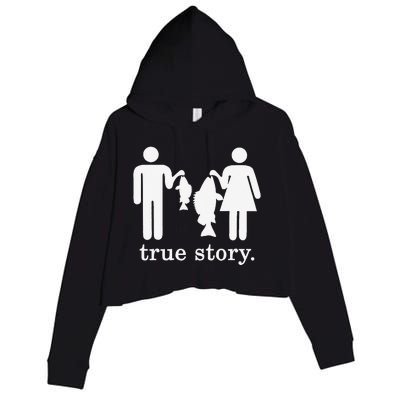 Small Fish Big Fish True Story Fishing Girl Boy Crop Fleece Hoodie