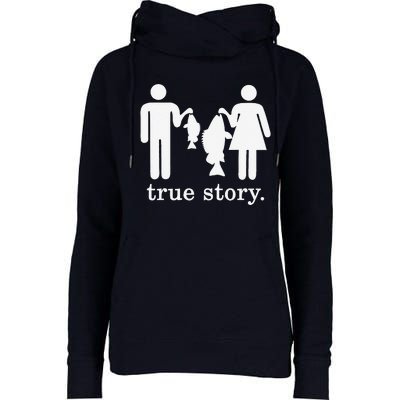 Small Fish Big Fish True Story Fishing Girl Boy Womens Funnel Neck Pullover Hood