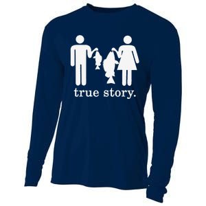 Small Fish Big Fish True Story Fishing Girl Boy Cooling Performance Long Sleeve Crew