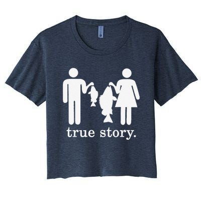 Small Fish Big Fish True Story Fishing Girl Boy Women's Crop Top Tee