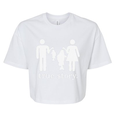 Small Fish Big Fish True Story Fishing Girl Boy Bella+Canvas Jersey Crop Tee