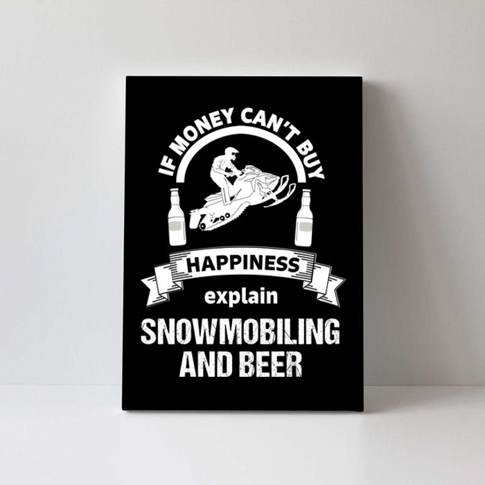 Snowmobile Funny Beer Sled Canvas