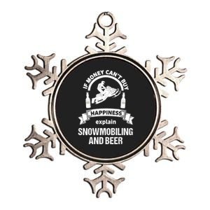 Snowmobile Funny Beer Sled Metallic Star Ornament