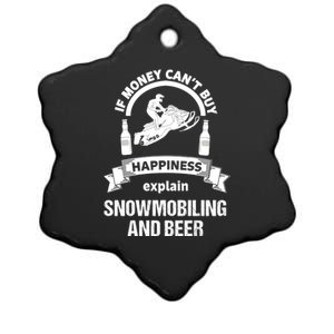 Snowmobile Funny Beer Sled Ceramic Star Ornament