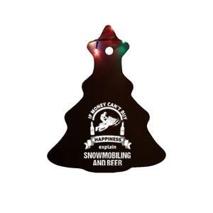 Snowmobile Funny Beer Sled Ceramic Tree Ornament