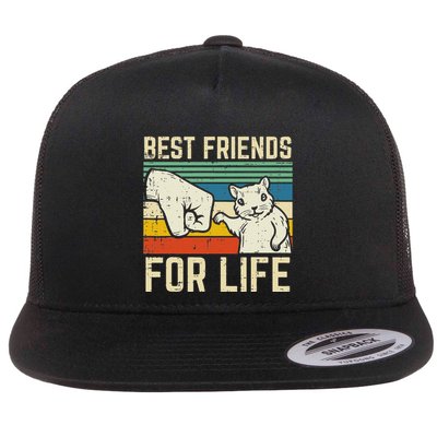Squirrel Fist Bump Best Friends For Life Retro Women Flat Bill Trucker Hat