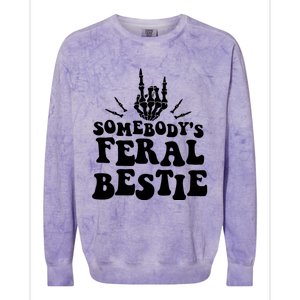 SomebodyS Feral Bestie Cool Bone Skeleton Colorblast Crewneck Sweatshirt