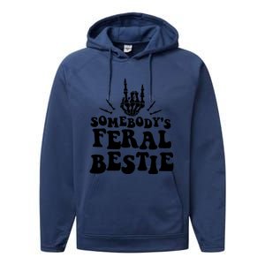 SomebodyS Feral Bestie Cool Bone Skeleton Performance Fleece Hoodie