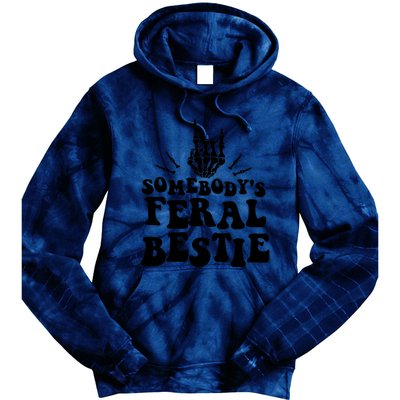 SomebodyS Feral Bestie Cool Bone Skeleton Tie Dye Hoodie