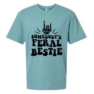 SomebodyS Feral Bestie Cool Bone Skeleton Sueded Cloud Jersey T-Shirt