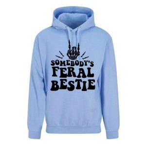 SomebodyS Feral Bestie Cool Bone Skeleton Unisex Surf Hoodie