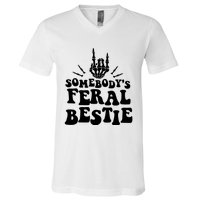 SomebodyS Feral Bestie Cool Bone Skeleton V-Neck T-Shirt