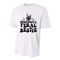 SomebodyS Feral Bestie Cool Bone Skeleton Youth Performance Sprint T-Shirt