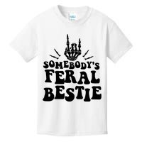 SomebodyS Feral Bestie Cool Bone Skeleton Kids T-Shirt