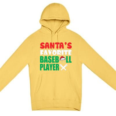 SantaS Favorite Baseball Player Hat Funny Christmas Premium Pullover Hoodie