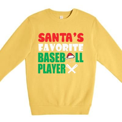 SantaS Favorite Baseball Player Hat Funny Christmas Premium Crewneck Sweatshirt