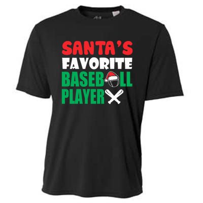 SantaS Favorite Baseball Player Hat Funny Christmas Cooling Performance Crew T-Shirt