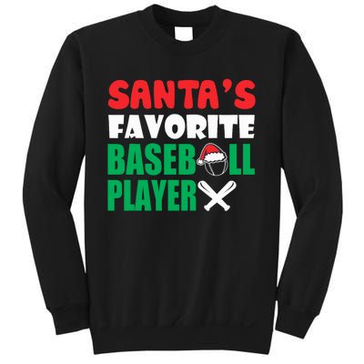 SantaS Favorite Baseball Player Hat Funny Christmas Sweatshirt