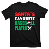 SantaS Favorite Baseball Player Hat Funny Christmas T-Shirt