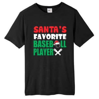 SantaS Favorite Baseball Player Hat Funny Christmas Tall Fusion ChromaSoft Performance T-Shirt