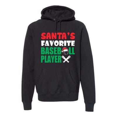 SantaS Favorite Baseball Player Hat Funny Christmas Premium Hoodie