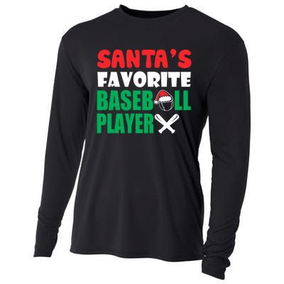 SantaS Favorite Baseball Player Hat Funny Christmas Cooling Performance Long Sleeve Crew