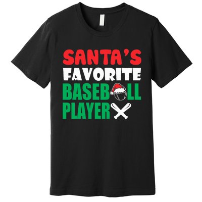 SantaS Favorite Baseball Player Hat Funny Christmas Premium T-Shirt