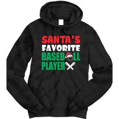 SantaS Favorite Baseball Player Hat Funny Christmas Tie Dye Hoodie