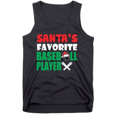 SantaS Favorite Baseball Player Hat Funny Christmas Tank Top