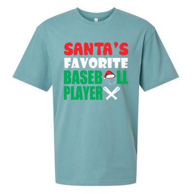 SantaS Favorite Baseball Player Hat Funny Christmas Sueded Cloud Jersey T-Shirt