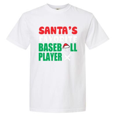 SantaS Favorite Baseball Player Hat Funny Christmas Garment-Dyed Heavyweight T-Shirt