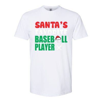 SantaS Favorite Baseball Player Hat Funny Christmas Softstyle CVC T-Shirt