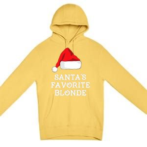 SantaS Favorite Blonde Christmas Hat Funny Xmas Premium Pullover Hoodie