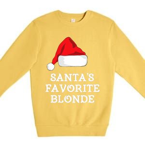 SantaS Favorite Blonde Christmas Hat Funny Xmas Premium Crewneck Sweatshirt