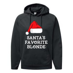 SantaS Favorite Blonde Christmas Hat Funny Xmas Performance Fleece Hoodie