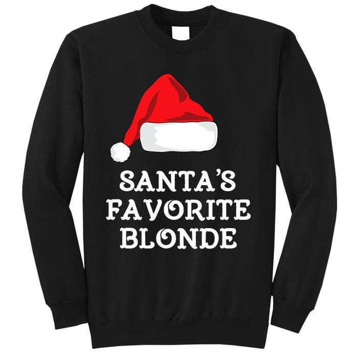 SantaS Favorite Blonde Christmas Hat Funny Xmas Sweatshirt