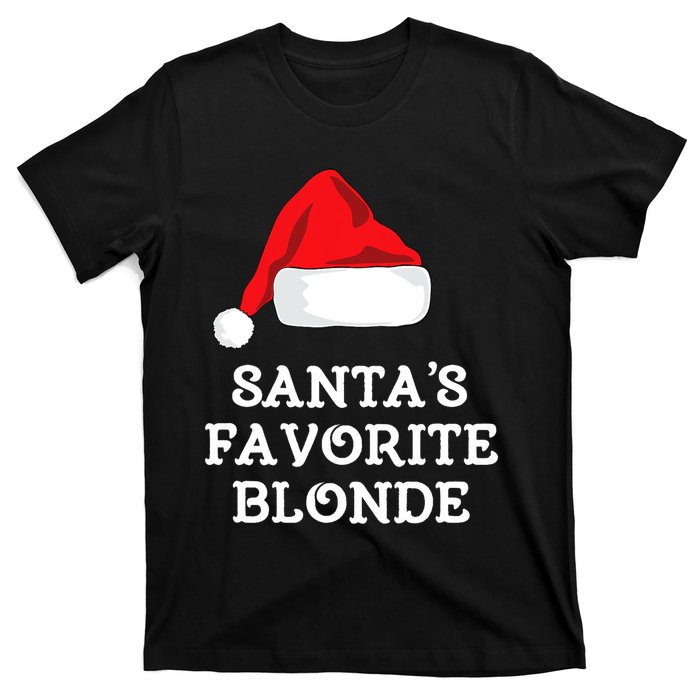 SantaS Favorite Blonde Christmas Hat Funny Xmas T-Shirt