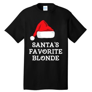 SantaS Favorite Blonde Christmas Hat Funny Xmas Tall T-Shirt