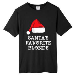 SantaS Favorite Blonde Christmas Hat Funny Xmas Tall Fusion ChromaSoft Performance T-Shirt