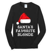 SantaS Favorite Blonde Christmas Hat Funny Xmas Tall Long Sleeve T-Shirt