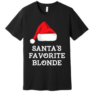 SantaS Favorite Blonde Christmas Hat Funny Xmas Premium T-Shirt