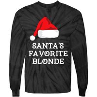 SantaS Favorite Blonde Christmas Hat Funny Xmas Tie-Dye Long Sleeve Shirt