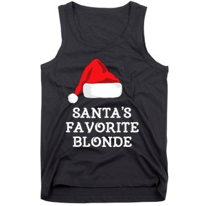 SantaS Favorite Blonde Christmas Hat Funny Xmas Tank Top