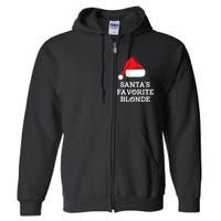 SantaS Favorite Blonde Christmas Hat Funny Xmas Full Zip Hoodie