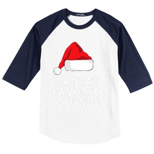 SantaS Favorite Blonde Christmas Hat Funny Xmas Baseball Sleeve Shirt