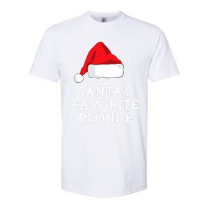 SantaS Favorite Blonde Christmas Hat Funny Xmas Softstyle CVC T-Shirt