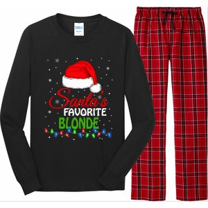 SantaS Favorite Blonde Santa Hat Lights. Funny Christmas Long Sleeve Pajama Set