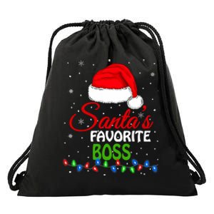 SantaS Favorite Boss Santa Hat Lights. Funny Christmas Drawstring Bag