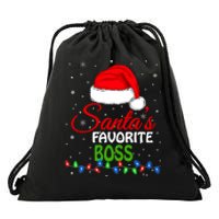 SantaS Favorite Boss Santa Hat Lights. Funny Christmas Drawstring Bag