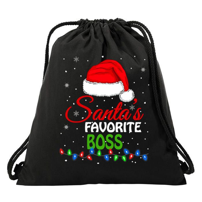 SantaS Favorite Boss Santa Hat Lights. Funny Christmas Drawstring Bag